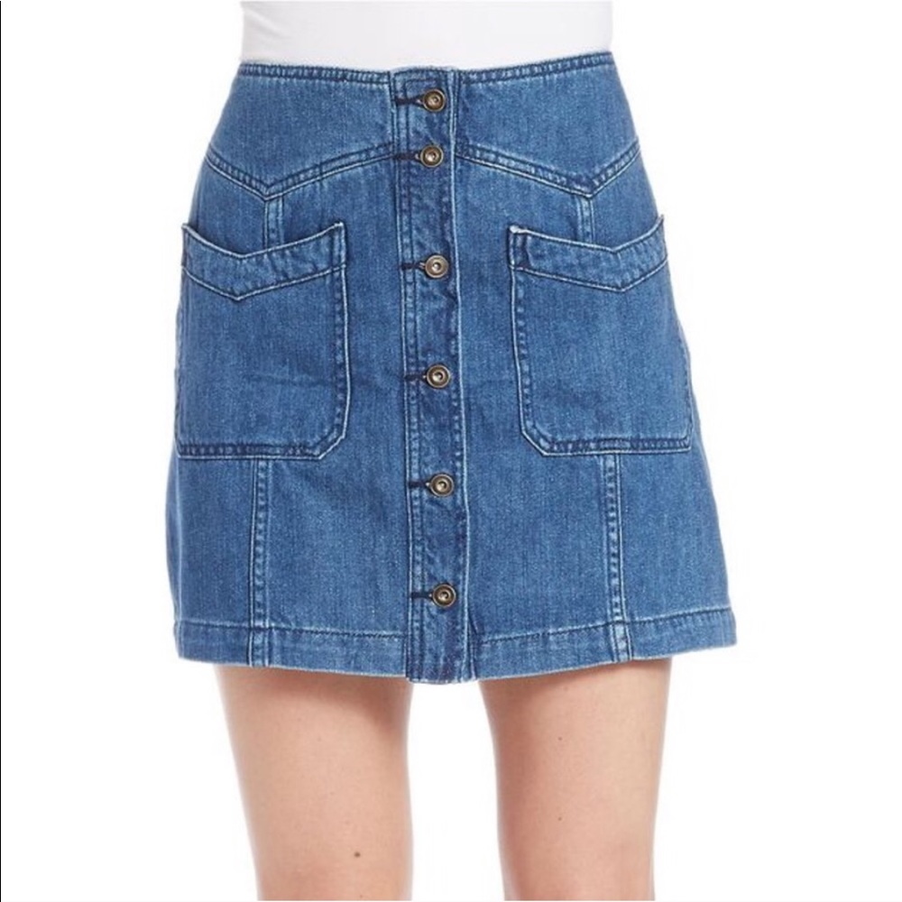Free People Denim Button Down Skirt